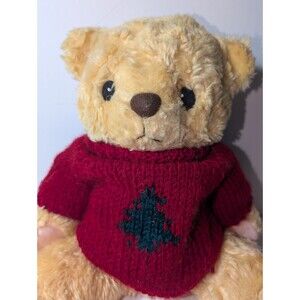 Cherished Teddies 1995 Plush Teddy Bear Red Christmas Sweater Stuffed Toy 10”